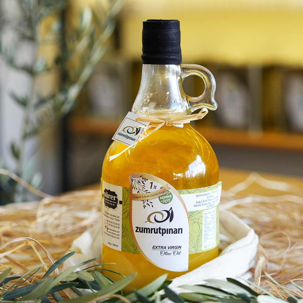 Natürel Sızma Olgun Hasat Soğuk Sıkım Zeytinyağı 1 Lt - Cam Şişe