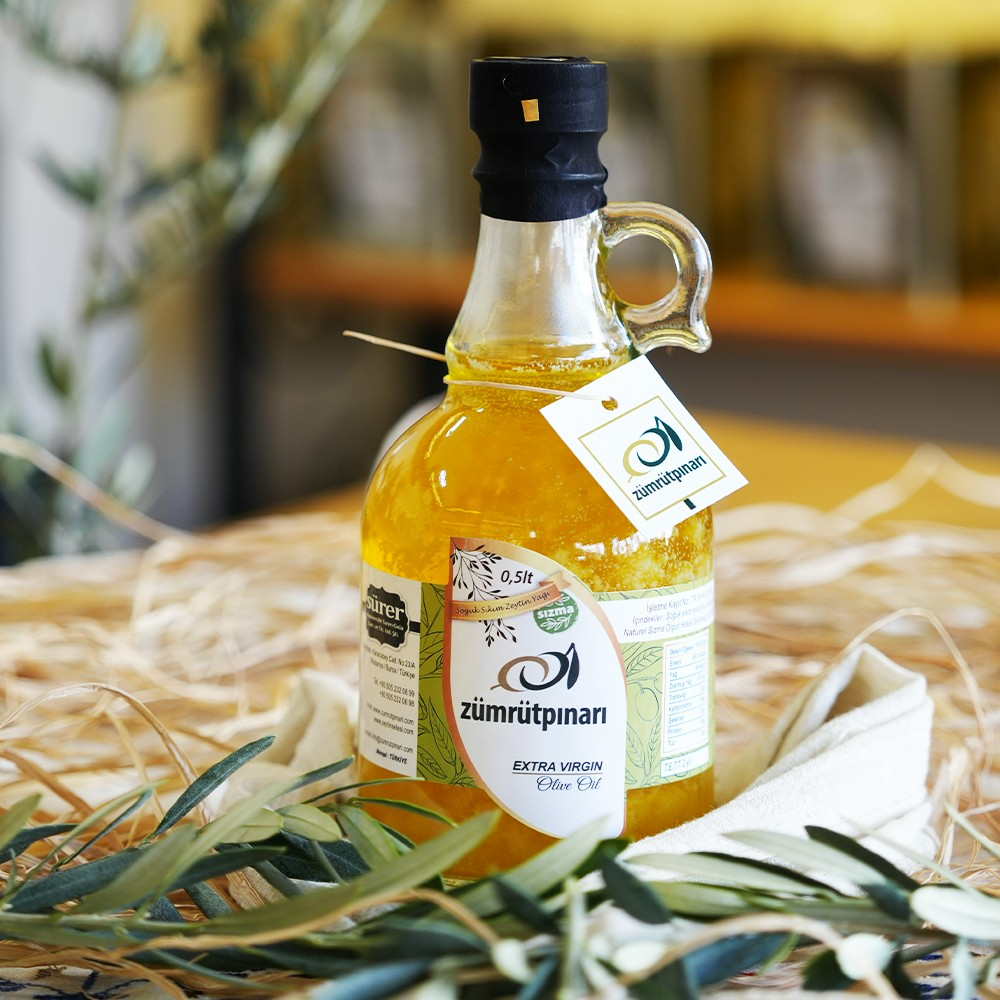 Natürel Sızma Olgun Hasat Soğuk Sıkım Zeytinyağı 0.5 Lt - Cam Şişe